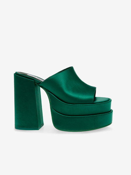 Steve Madden Tmavozelené dámske papuče na podpätku Steve Madden