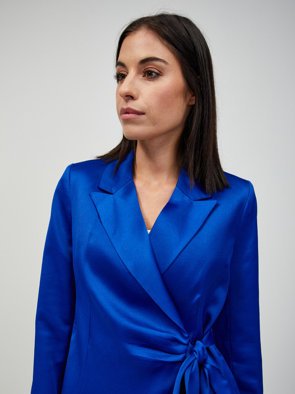 Orsay Tmavomodré saténové sako s viazaním ORSAY