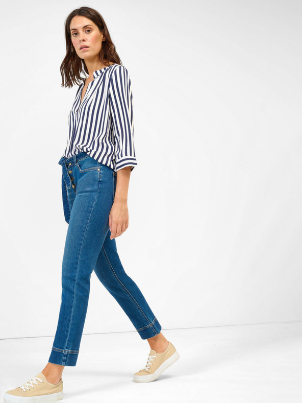Orsay Modro-biela pruhovaná blúzka s trojštvrťovými rukávmi ORSAY