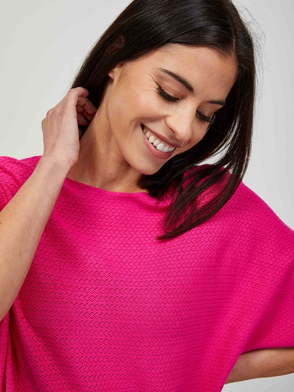 Orsay Tmavoružový ľahký vzorovaný sveter s krátkym rukávom ORSAY