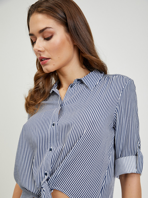 Orsay Bielo-modrá dámska pruhovaná košeľa s uzlom ORSAY