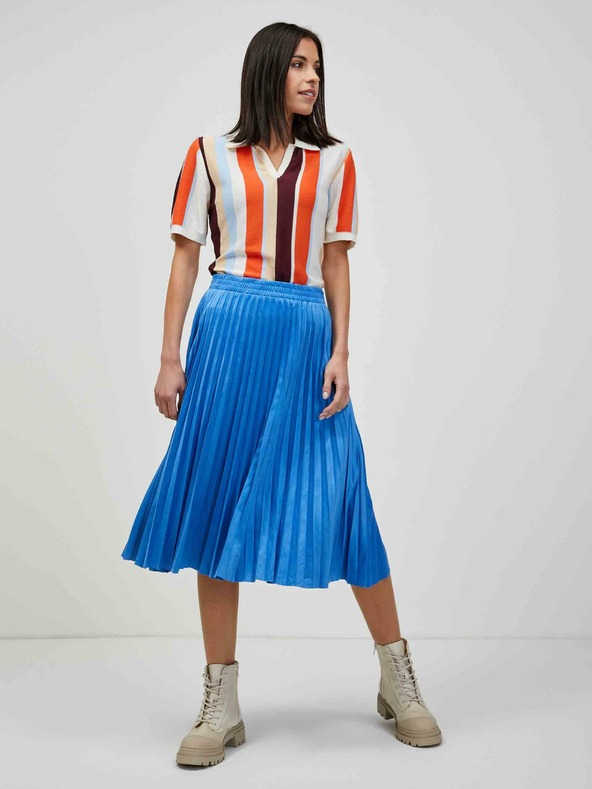 Orsay Oranžovo-krémový ľahký pruhovaný sveter s krátkym rukávom ORSAY