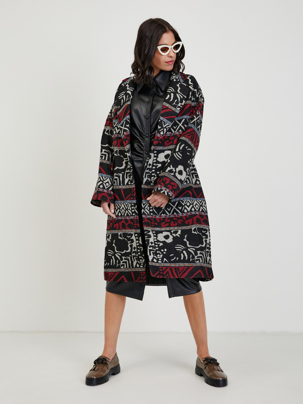 Orsay Čierne dámske kožené midi šaty ORSAY