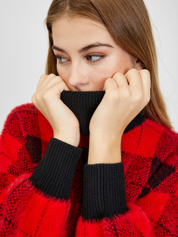 Orsay Čierno-červený dámsky károvaný sveter ORSAY