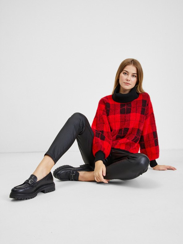 Orsay Čierno-červený dámsky károvaný sveter ORSAY