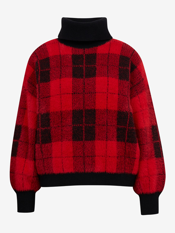 Orsay Čierno-červený dámsky károvaný sveter ORSAY