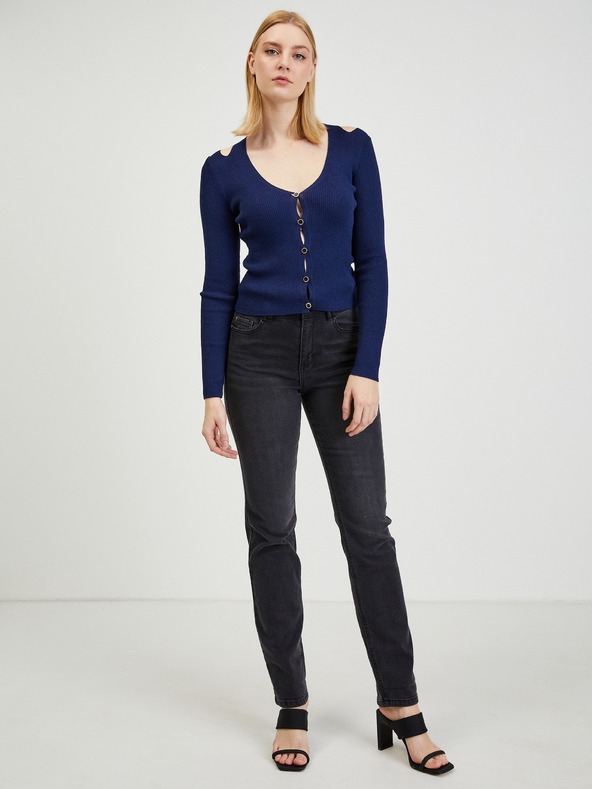 Orsay Tmavomodrý dámsky kardigán s prieramkami ORSAY