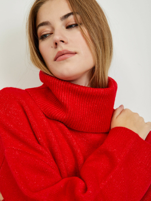 Orsay Červený dámsky pruhovaný sveter ORSAY