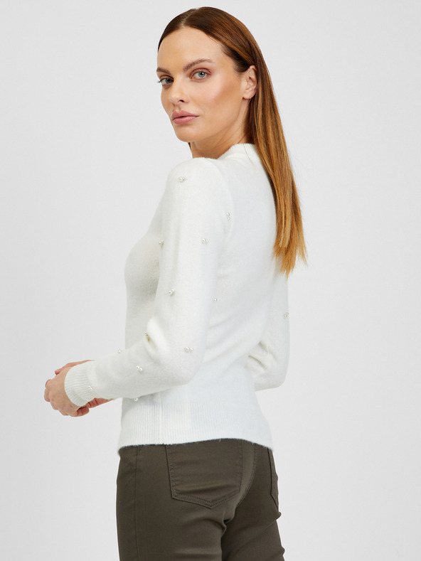 Orsay Biely dámsky sveter s ozdobnými detailmi ORSAY