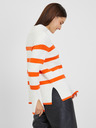 Orsay Oranžovo-biely dámsky pruhovaný sveter ORSAY