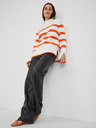 Orsay Oranžovo-biely dámsky pruhovaný sveter ORSAY