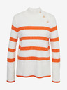 Orsay Oranžovo-biely dámsky pruhovaný sveter ORSAY