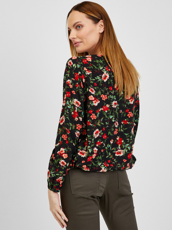 Orsay Červeno-čierna dámska kvetovaná blúzka ORSAY