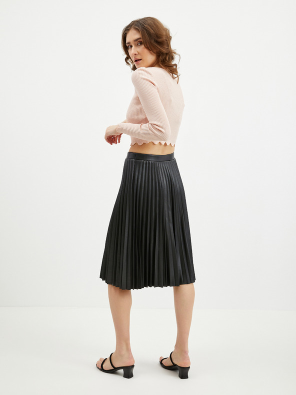 Orsay Čierna dámska koženková plisovaná sukňa ORSAY