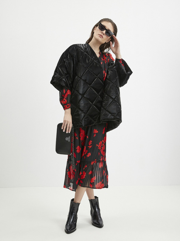 Orsay Červeno-čierne dámske kvetované šaty ORSAY