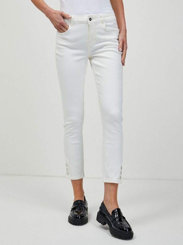 Orsay Biele skrátené skinny fit džínsy ORSAY