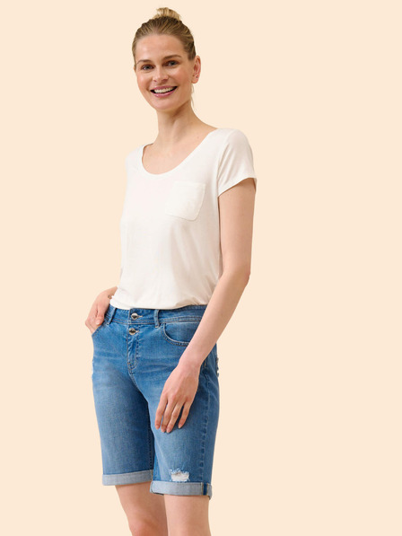 Orsay Modré džínsové kraťasy s trhaným efektom ORSAY