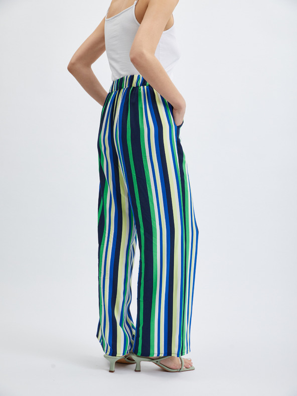 Orsay Zeleno-modré dámske pruhované široké nohavice ORSAY