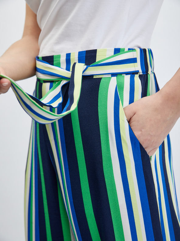 Orsay Zeleno-modré dámske pruhované široké nohavice ORSAY