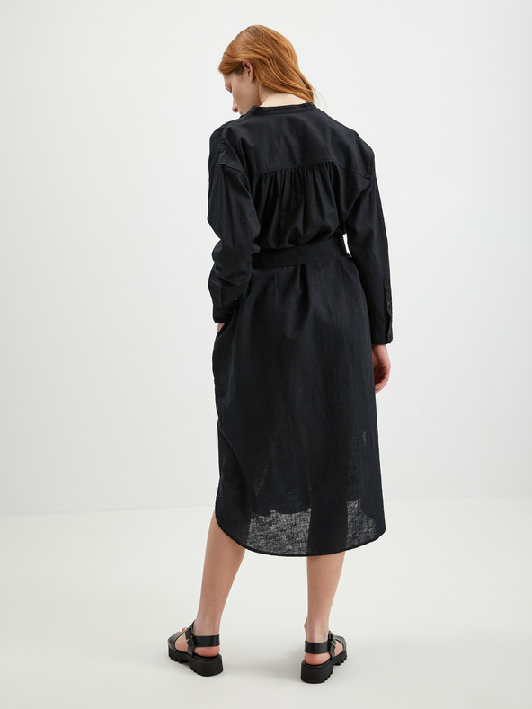 GAP Ľanové košeľové midi šaty GAP