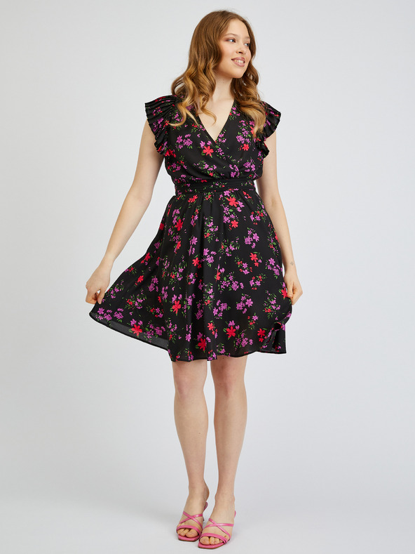 Orsay Čierne dámske kvetinové šaty ORSAY