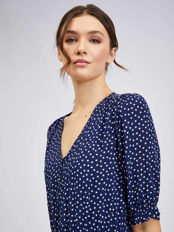 Orsay Tmavomodré dámske bodkované šaty ORSAY