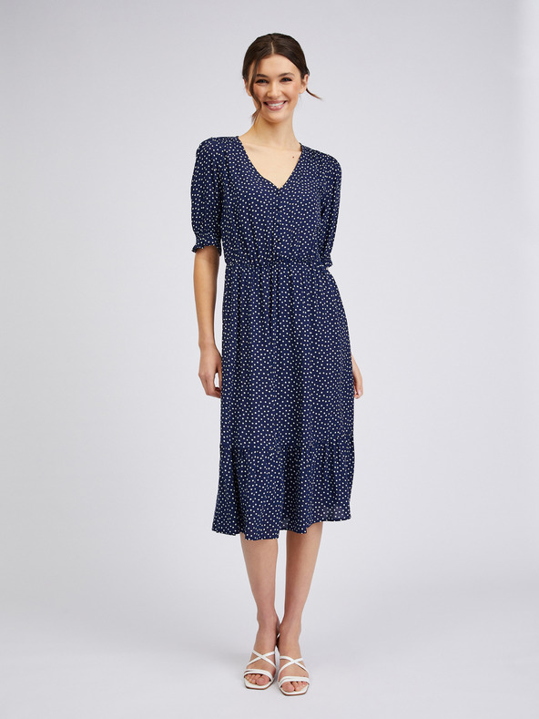 Orsay Tmavomodré dámske bodkované šaty ORSAY