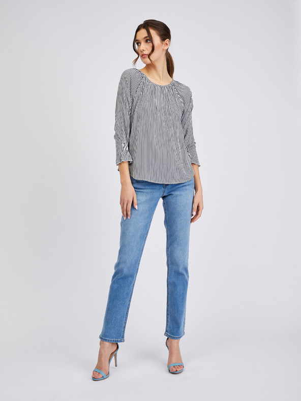 Orsay Tmavomodrá dámska pruhovaná blúzka ORSAY