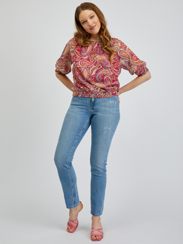 Orsay Červeno-ružová dámska vzorovaná blúzka ORSAY