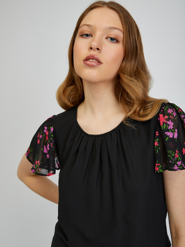Orsay Čierne dámske vzorované tričko ORSAY