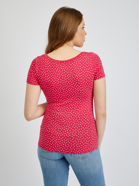 Orsay Tmavoružové dámske bodkované tričko