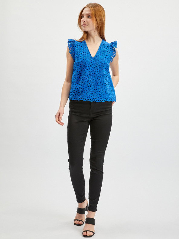 Orsay Modrá dámska vzorovaná blúzka ORSAY