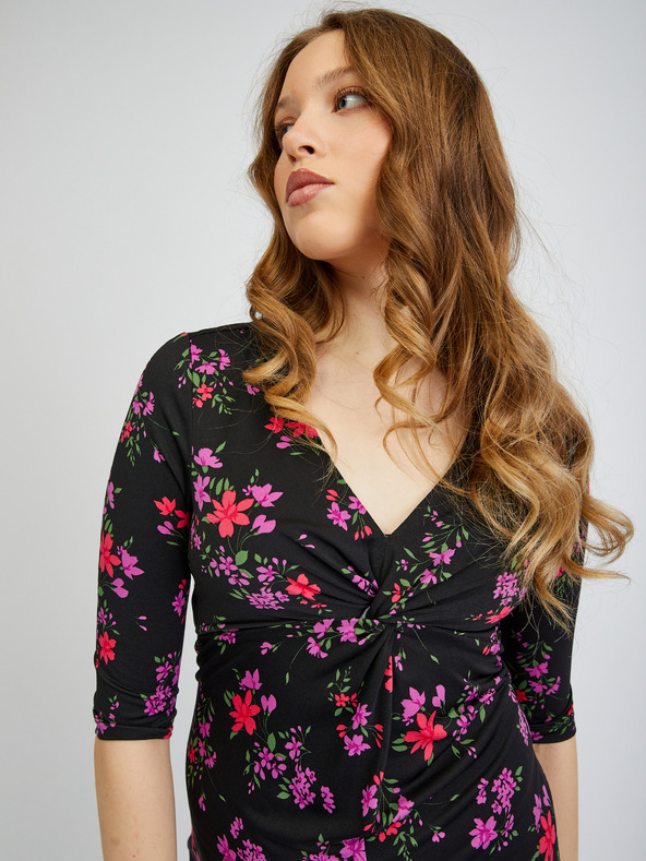 Orsay Čierne dámske kvetinové šaty ORSAY