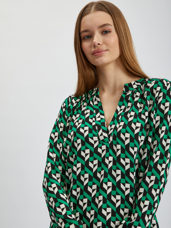 Orsay Bielo-zelená dámska vzorovaná blúzka ORSAY