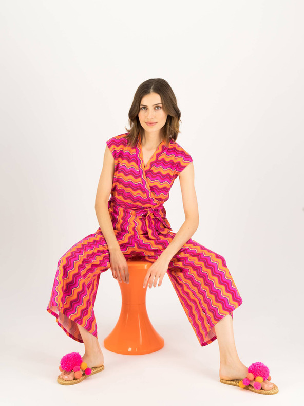 Blutsgeschwister Oranžová a ružová dámska vzorovaná kombinéza Blutsgeschwister