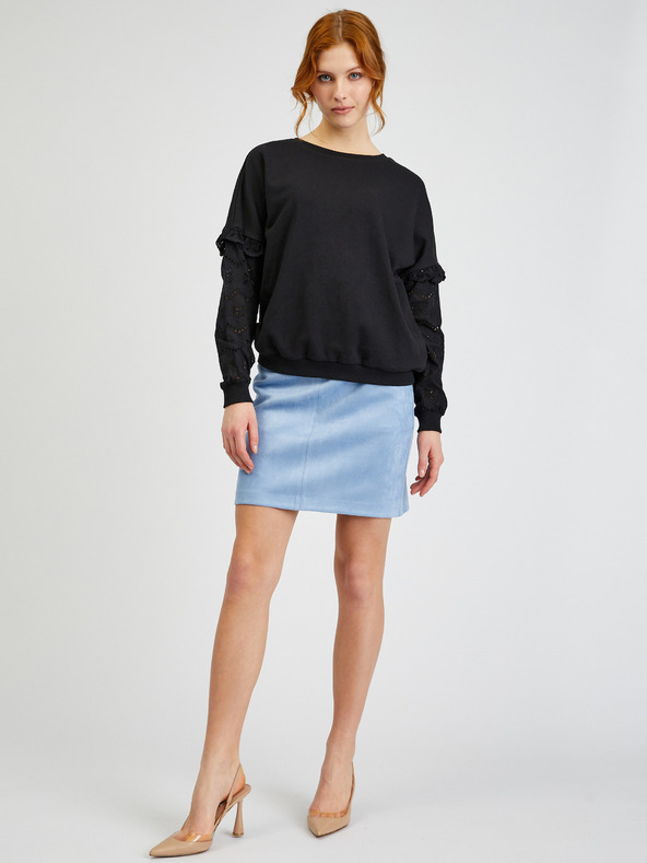 Orsay Čierny dámsky sveter s ozdobnými rukávmi ORSAY