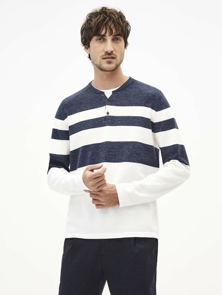 Celio Bielo-modrý pánsky pruhovaný sveter Celio