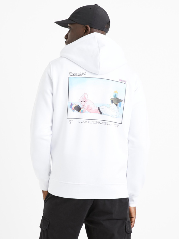 Celio Biela pánska mikina s potlačou Celio Dragon Ball Super