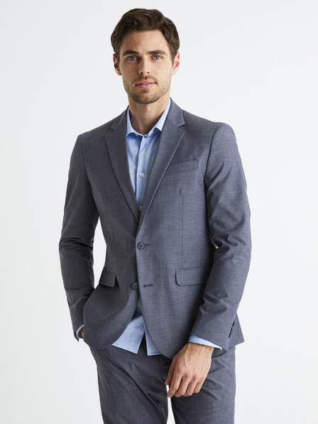 Celio Šedomodré pánske sako Celio Buchambray slim fit strihu