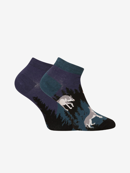 Dedoles Čierno-modré unisex veselé ponožky Dedoles Full moon wolf