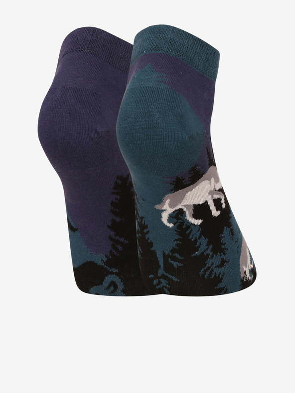 Dedoles Čierno-modré unisex veselé ponožky Dedoles Full moon wolf