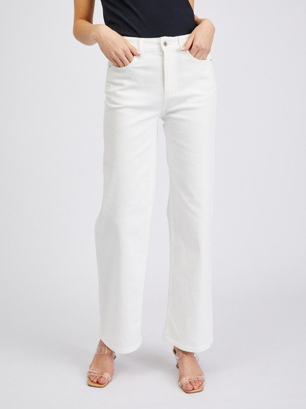 Orsay Biele dámske džínsy wide leg ORSAY