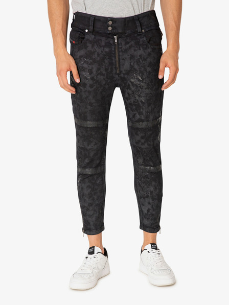 Diesel Diesel Shibuia pánske čierne vzorované orezané slim fit džínsy