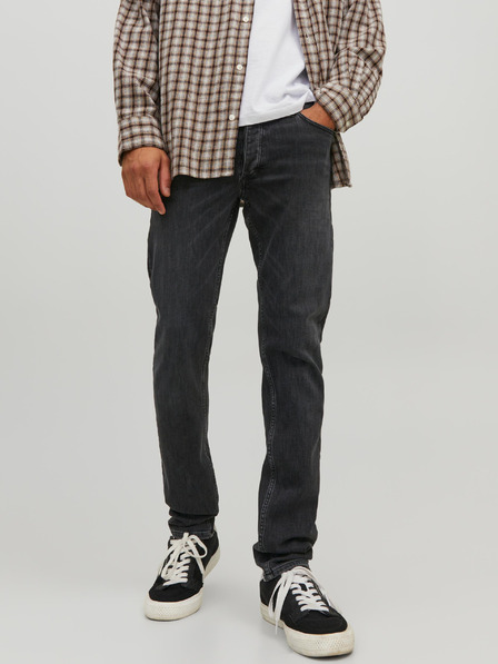 Jack & Jones Čierne pánske slim fit džínsy Jack & Jones Glenn
