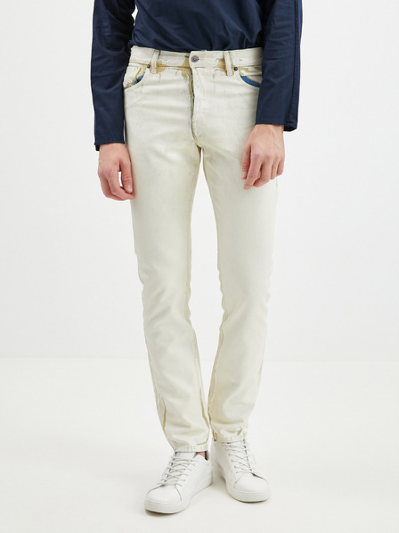 Diesel Biele pánske slim fit džínsy s ozdobnými detailmi Diesel