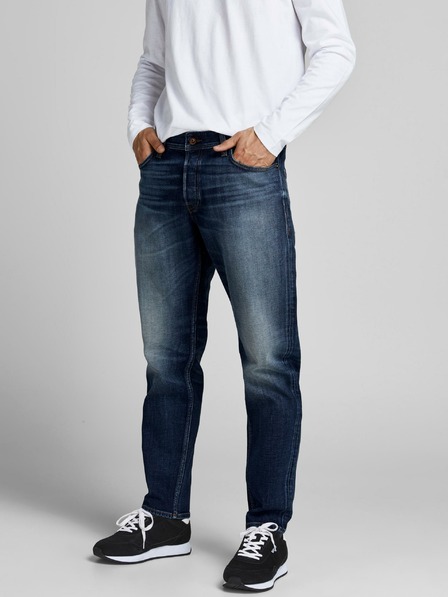 Jack & Jones Tmavomodré pánske džínsy rovného strihu Jack & Jones Mike