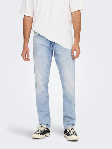 ONLY & SONS Svetlomodré pánske džínsy rovného strihu ONLY & SONS Weft