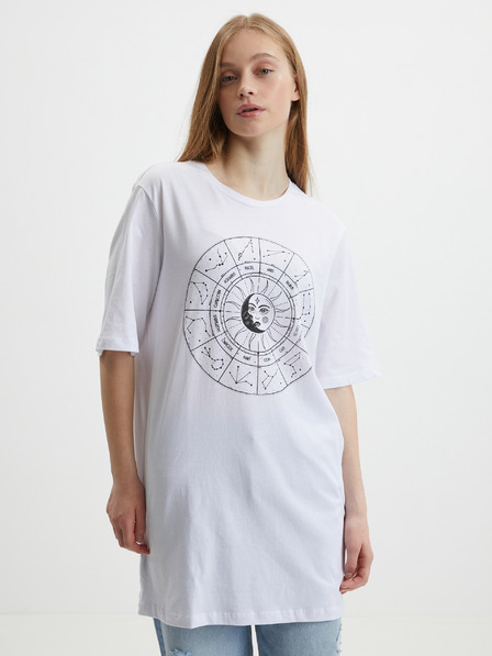 Noisy May Noisy May Zodiac Biele dámske predĺžené nadrozmerné tričko