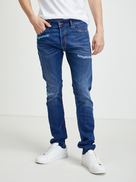 Diesel Modré pánske slim fit džínsy s roztrhaným efektom Diesel Tepphar