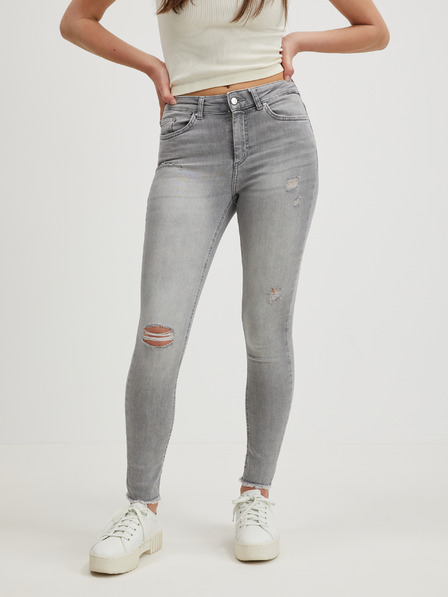 ONLY Svetlošedé dámske roztrhané skinny fit džínsy ONLY Blush